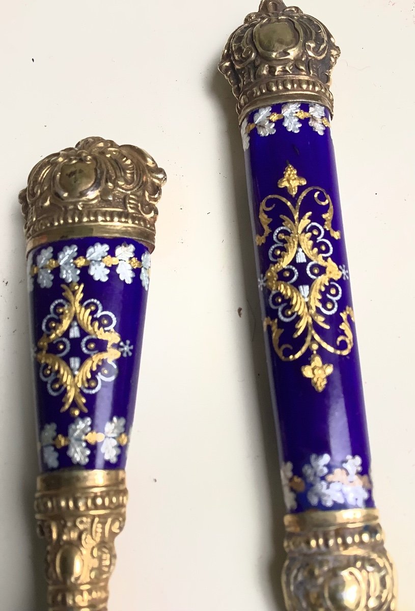 Silver-gilt And Enameled Letter Opener And Seal.-photo-3