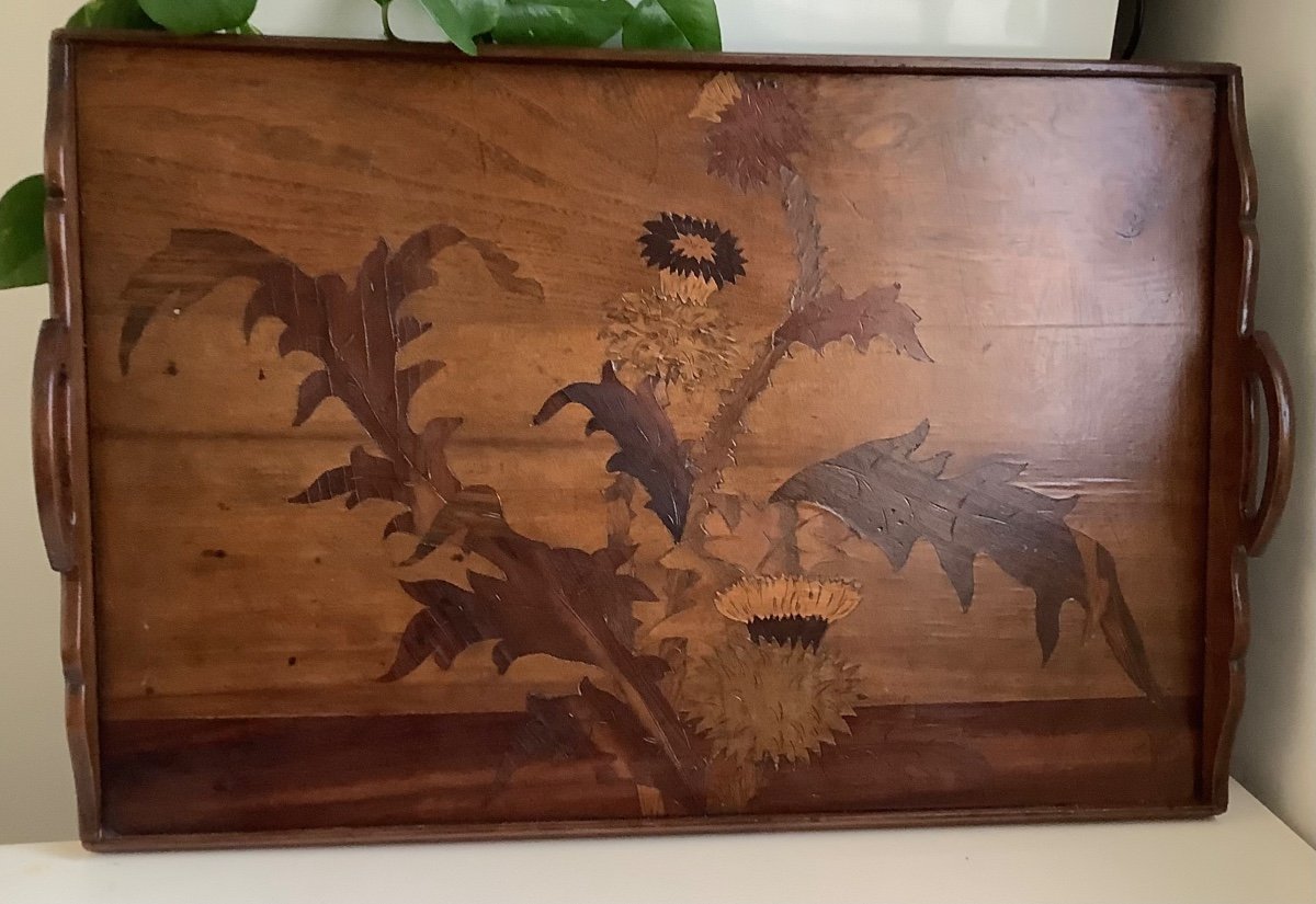 Wooden Marquetry Tray By émile Gallé -photo-2