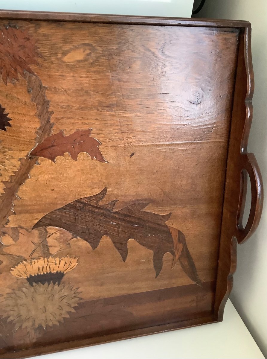 Wooden Marquetry Tray By émile Gallé -photo-1