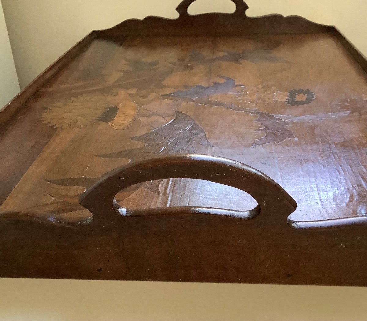 Wooden Marquetry Tray By émile Gallé -photo-3