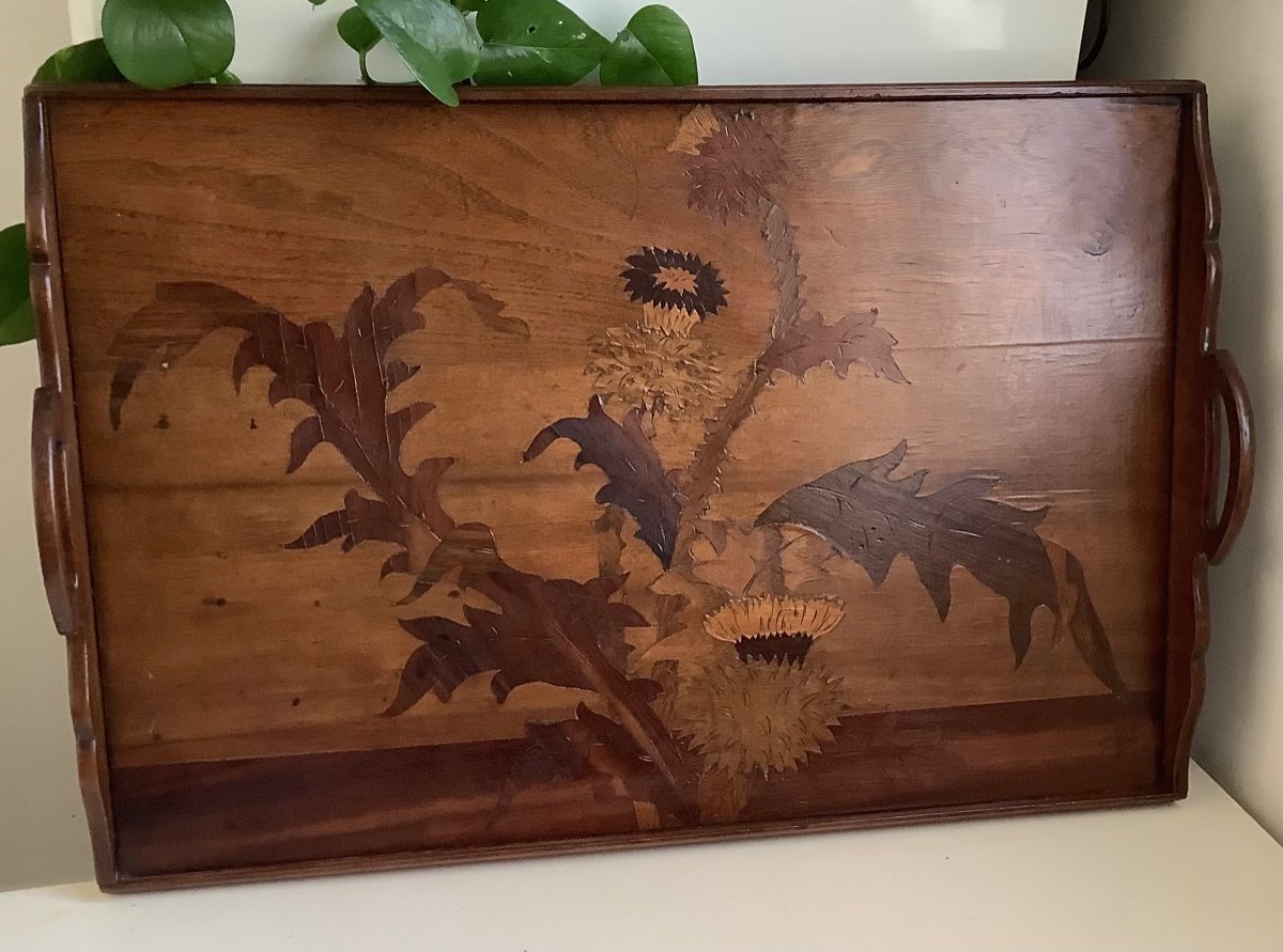 Wooden Marquetry Tray By émile Gallé 