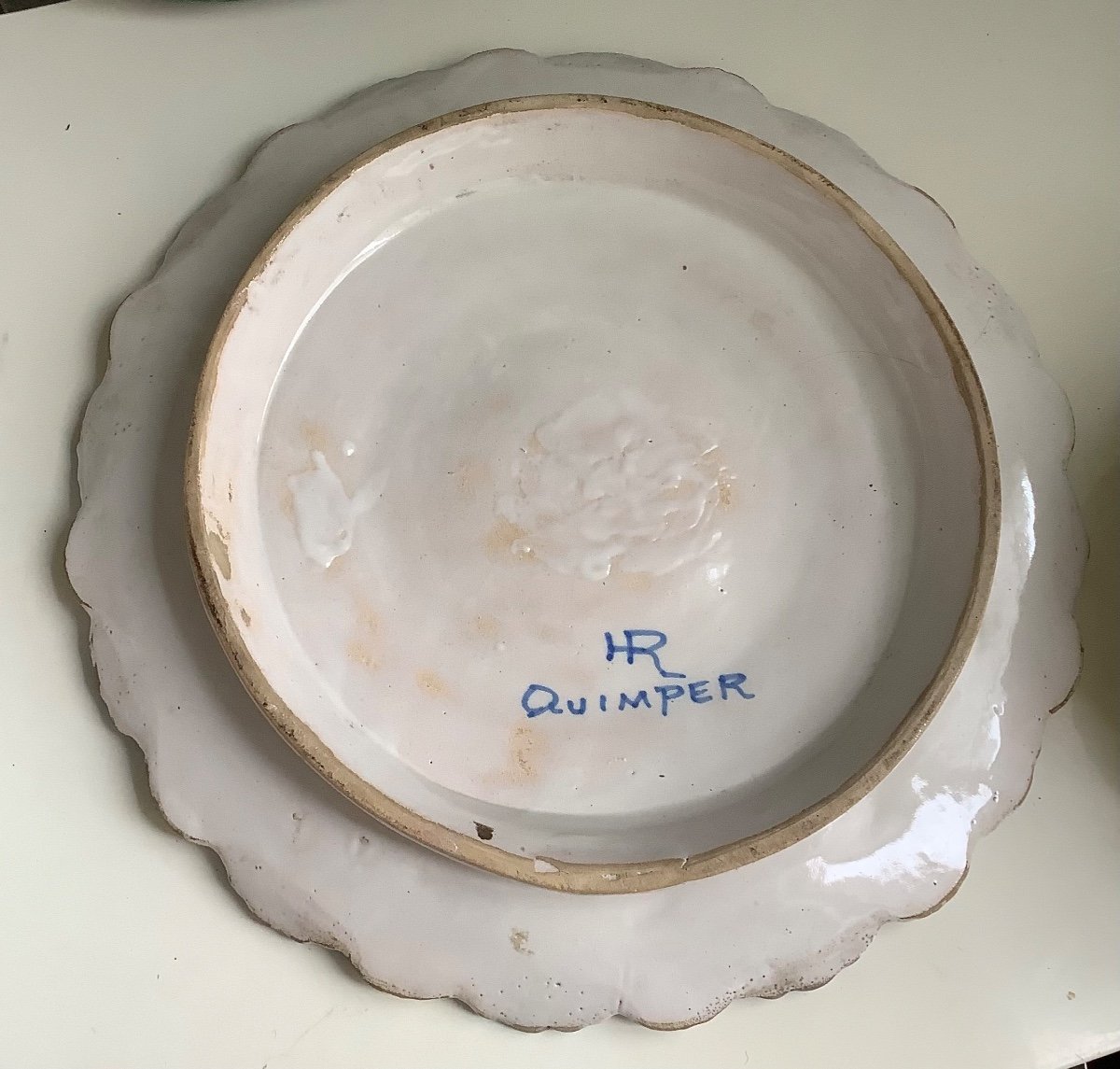 19th Century Henriot Quimper Earthenware Oyster Server -photo-4