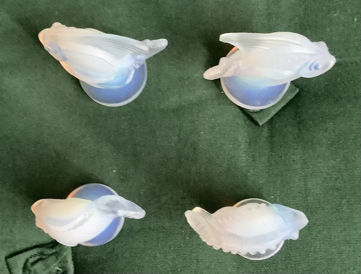 4 Poissons Verre Opalescente Par Sabino-photo-3