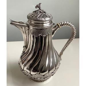 Proantic: Louis XV Coffee Pot, Sterling Silver, Paris, 1880-1900, Le B