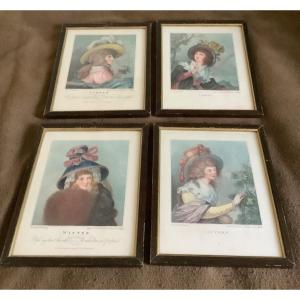 4 English Engravings Of 4 Seasons 