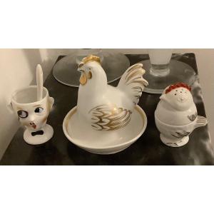 3 Coquetiers En Porcelaine