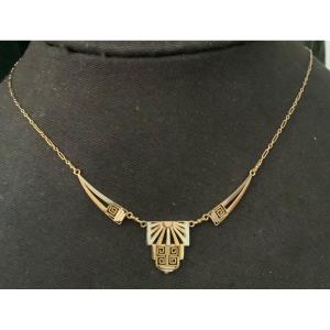 1925 Egyptian Inspired Gold Drapery Necklace 