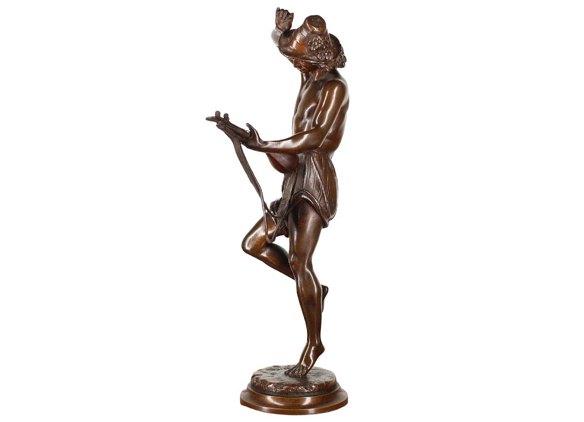 Epreuve En Bronze - Joueur de Mandoline ou Danseur Napolitain - Albert Carrier Belleuse - Fondeur Collin & Cie PARIS-photo-2