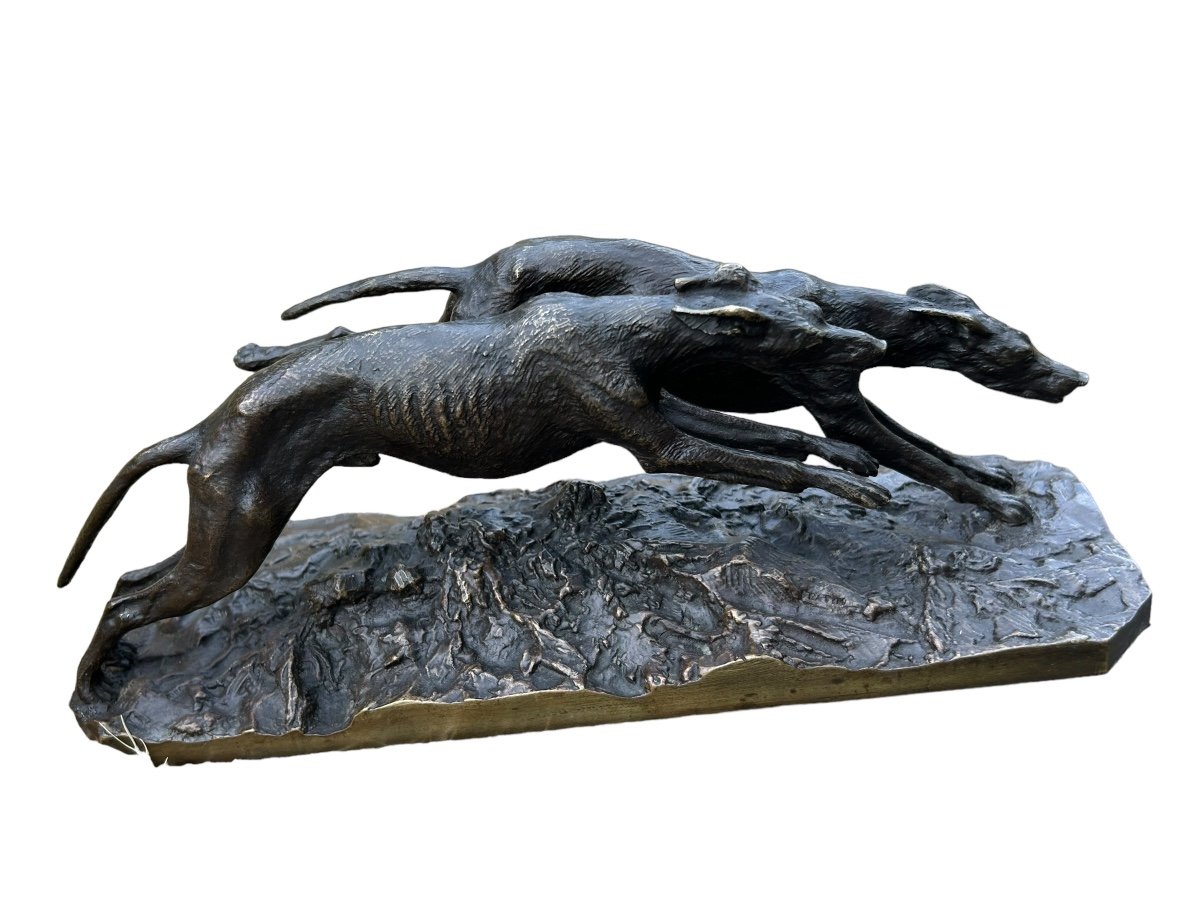 Two Bronze Fratin Greyhounds-photo-2