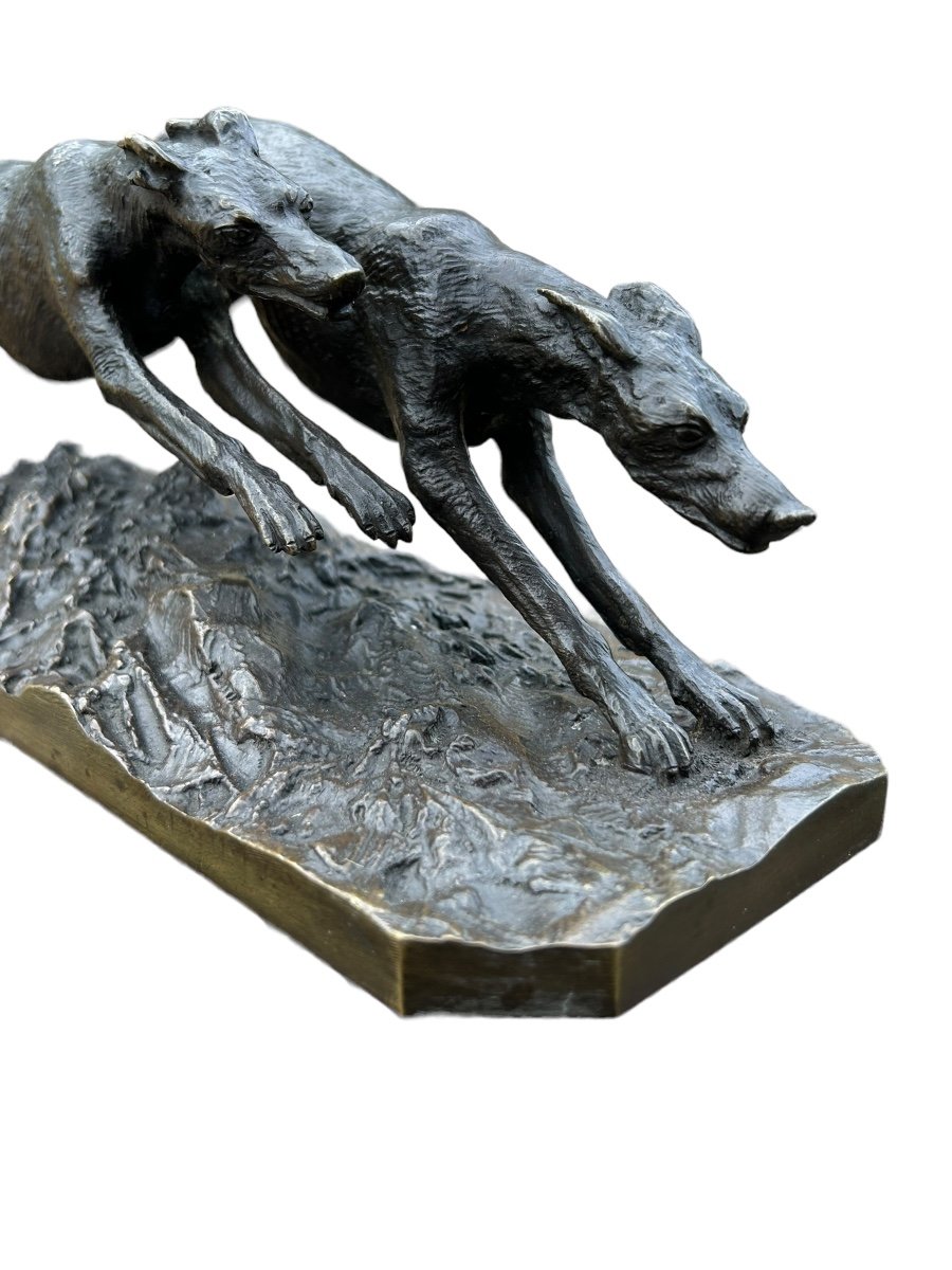 Two Bronze Fratin Greyhounds-photo-3