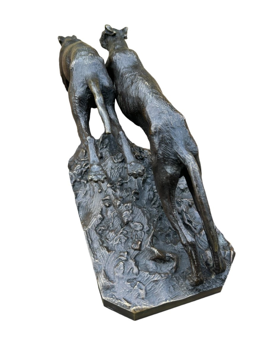 Two Bronze Fratin Greyhounds-photo-5