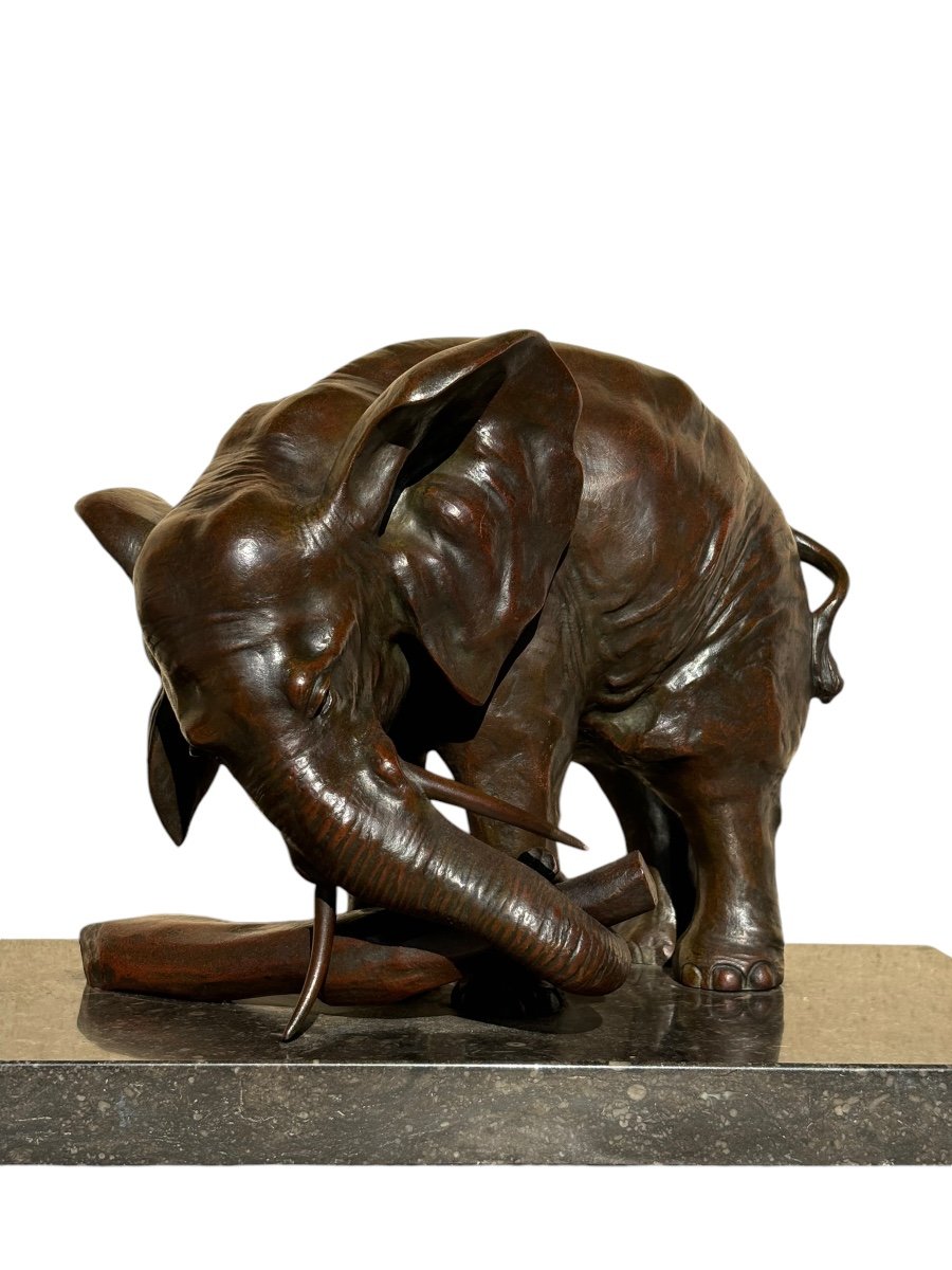 Art Deco Animal Bronze - Elephant & Baby Elephant - Ulisse Caputo -photo-2