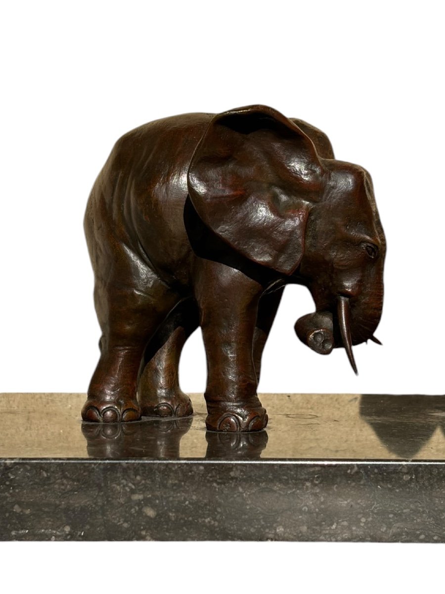 Art Deco Animal Bronze - Elephant & Baby Elephant - Ulisse Caputo -photo-3