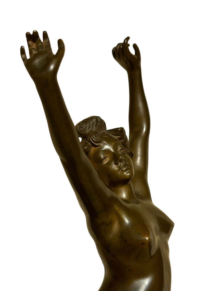 Epreuve En Bronze - Le Réveil - Femme Nue - Fernand David - Art déco-photo-2