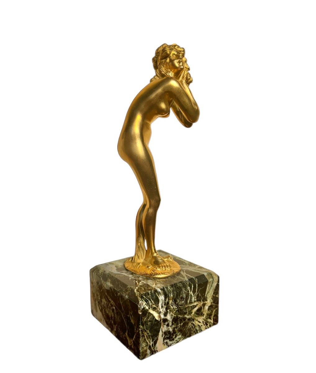 épreuve En Bronze Doré - Femme Nue - Paul Philippe  - Art Déco -photo-1