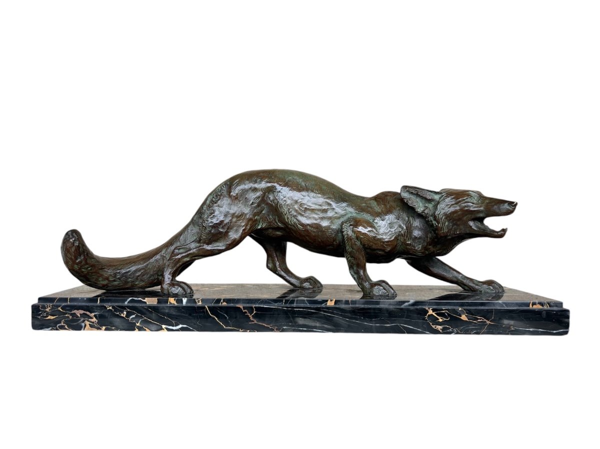 Animal Bronze - Fox On The Lookout - Ch.alvisan - Reveyrolis Paris