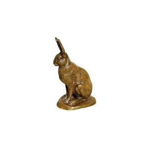 Animal Bronze - Seated Hare - Antoine Louis Barye & F.barbedienne 