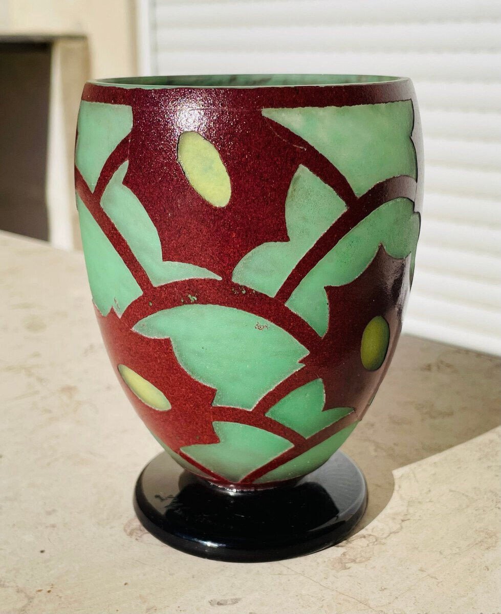 Vase Art Deco Schneider - Le Verre Français -photo-3