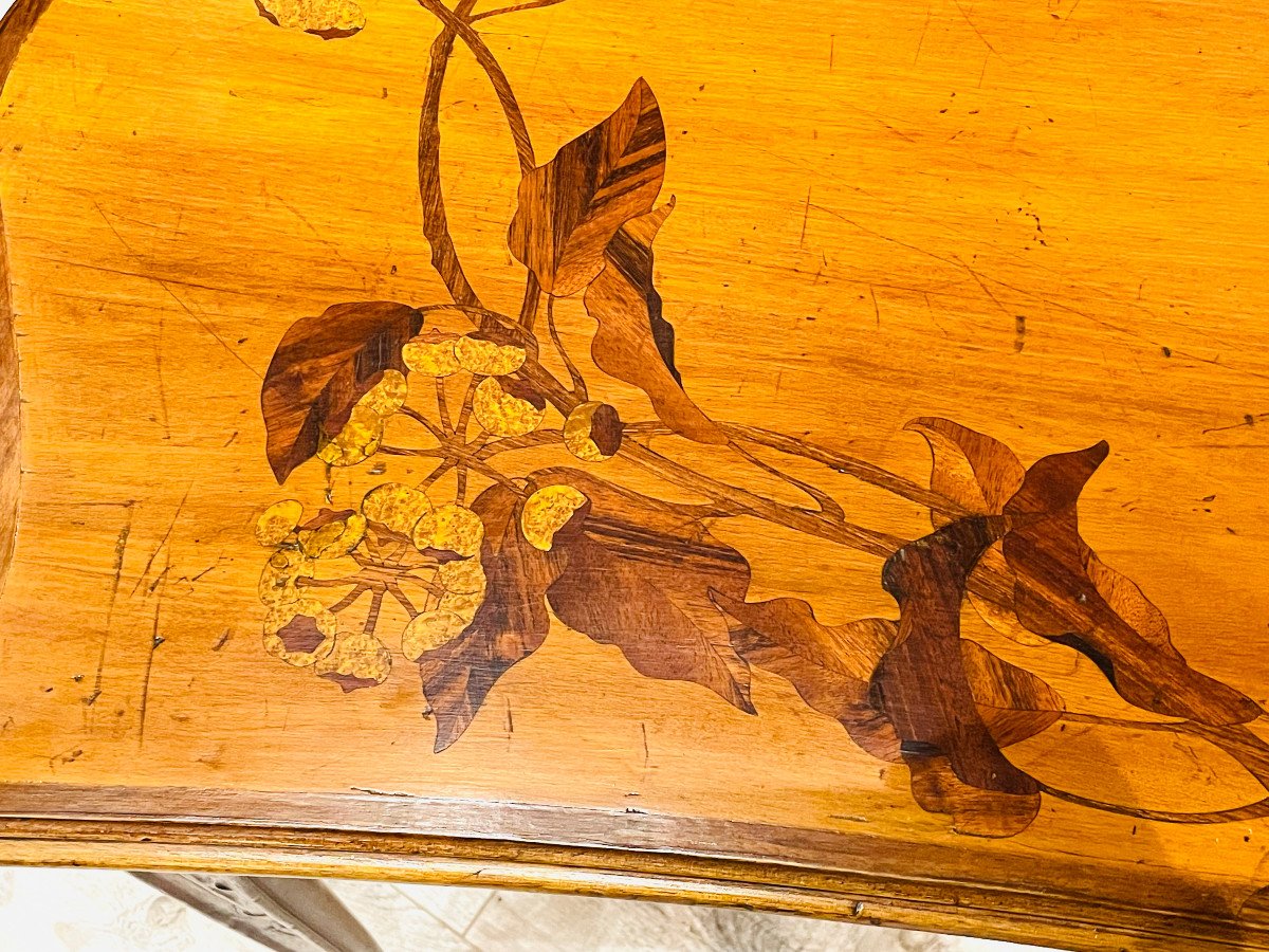 Table Clématites En Marqueterie Art Nouveau Louis Majorelle Nancy-photo-2