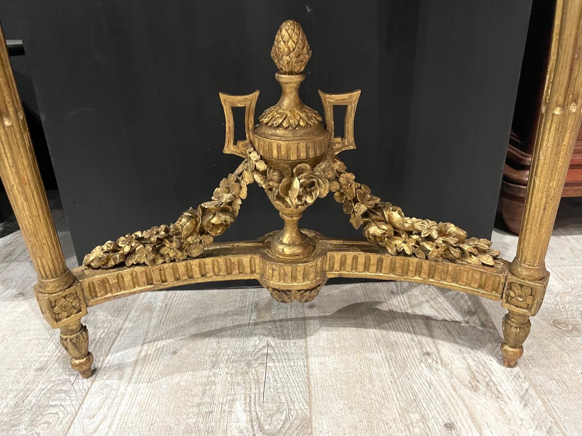 Console d'époque Louis XVI En Bois Doré Et Marbre XVIIIe-photo-1