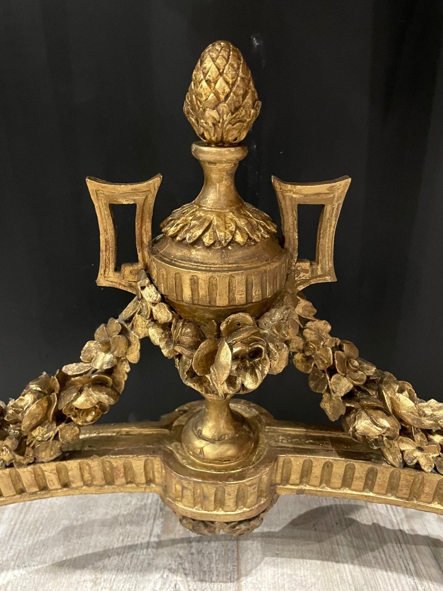 Console d'époque Louis XVI En Bois Doré Et Marbre XVIIIe-photo-2