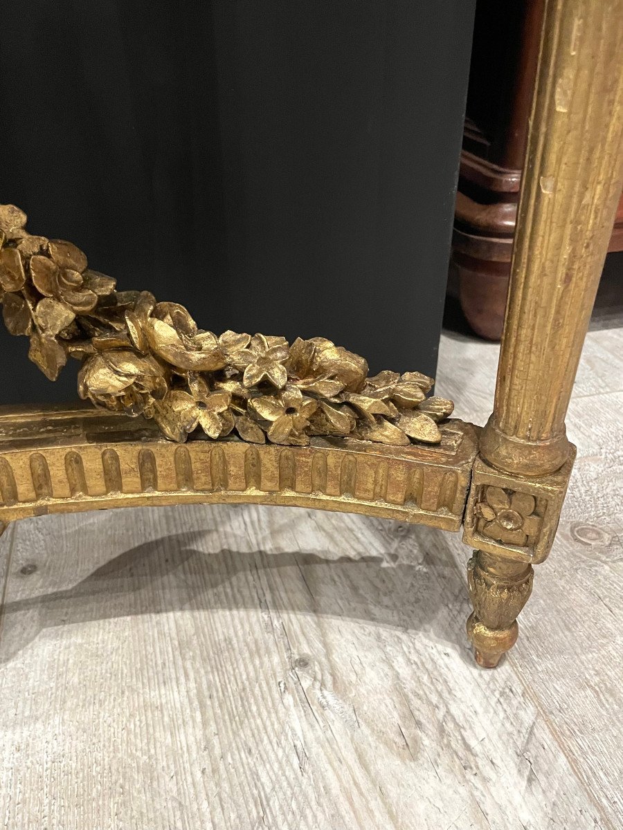 Console d'époque Louis XVI En Bois Doré Et Marbre XVIIIe-photo-3