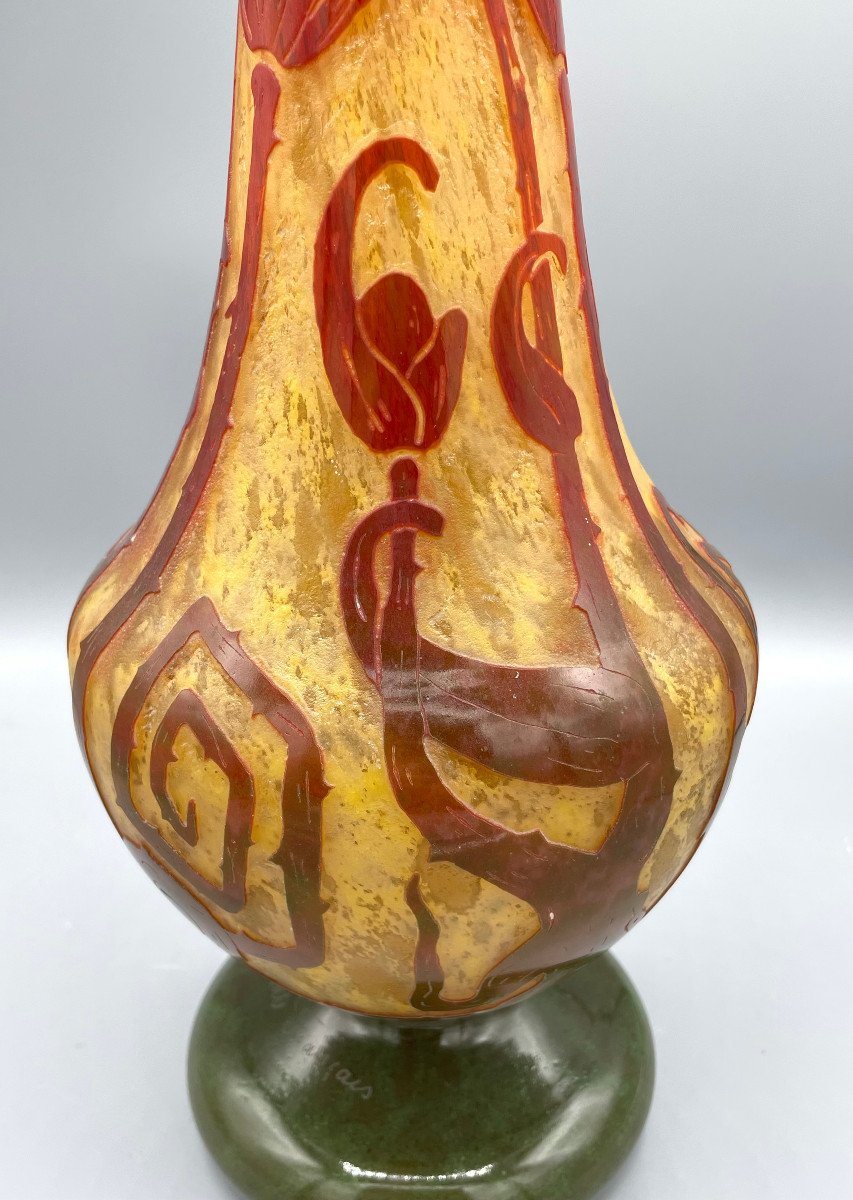 Grand Vase Art Déco Schneider - Le Verre Français "Spirales" vers 1925-photo-2