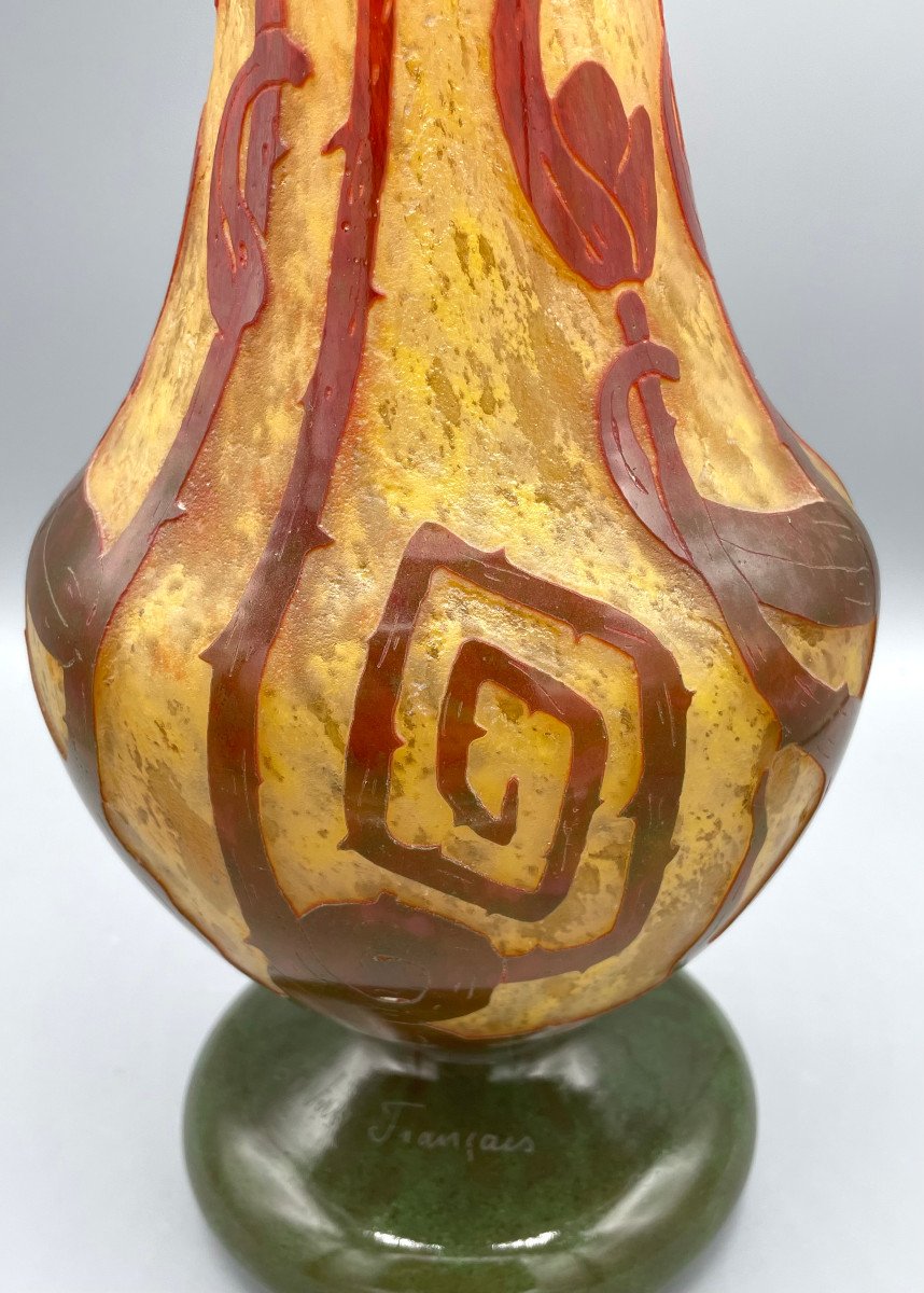 Grand Vase Art Déco Schneider - Le Verre Français "Spirales" vers 1925-photo-3