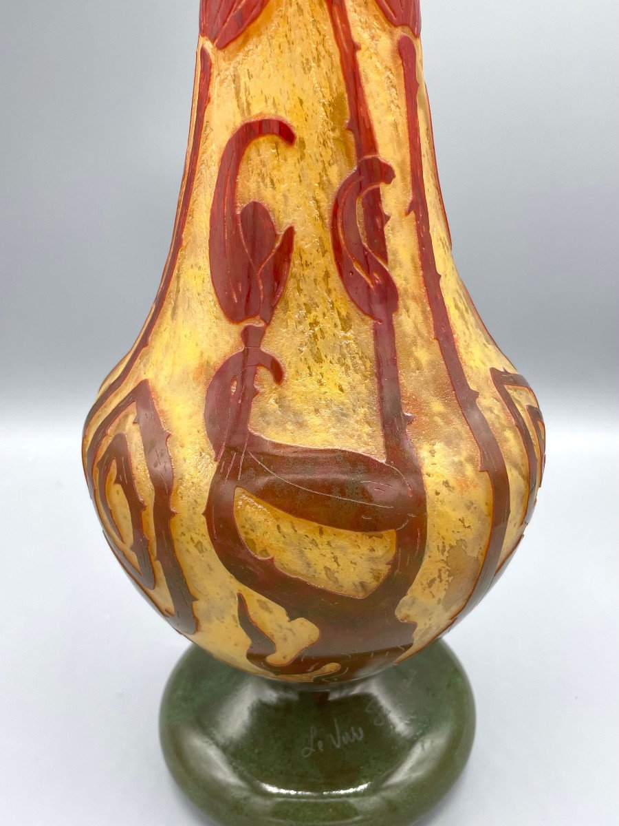 Grand Vase Art Déco Schneider - Le Verre Français "Spirales" vers 1925-photo-4