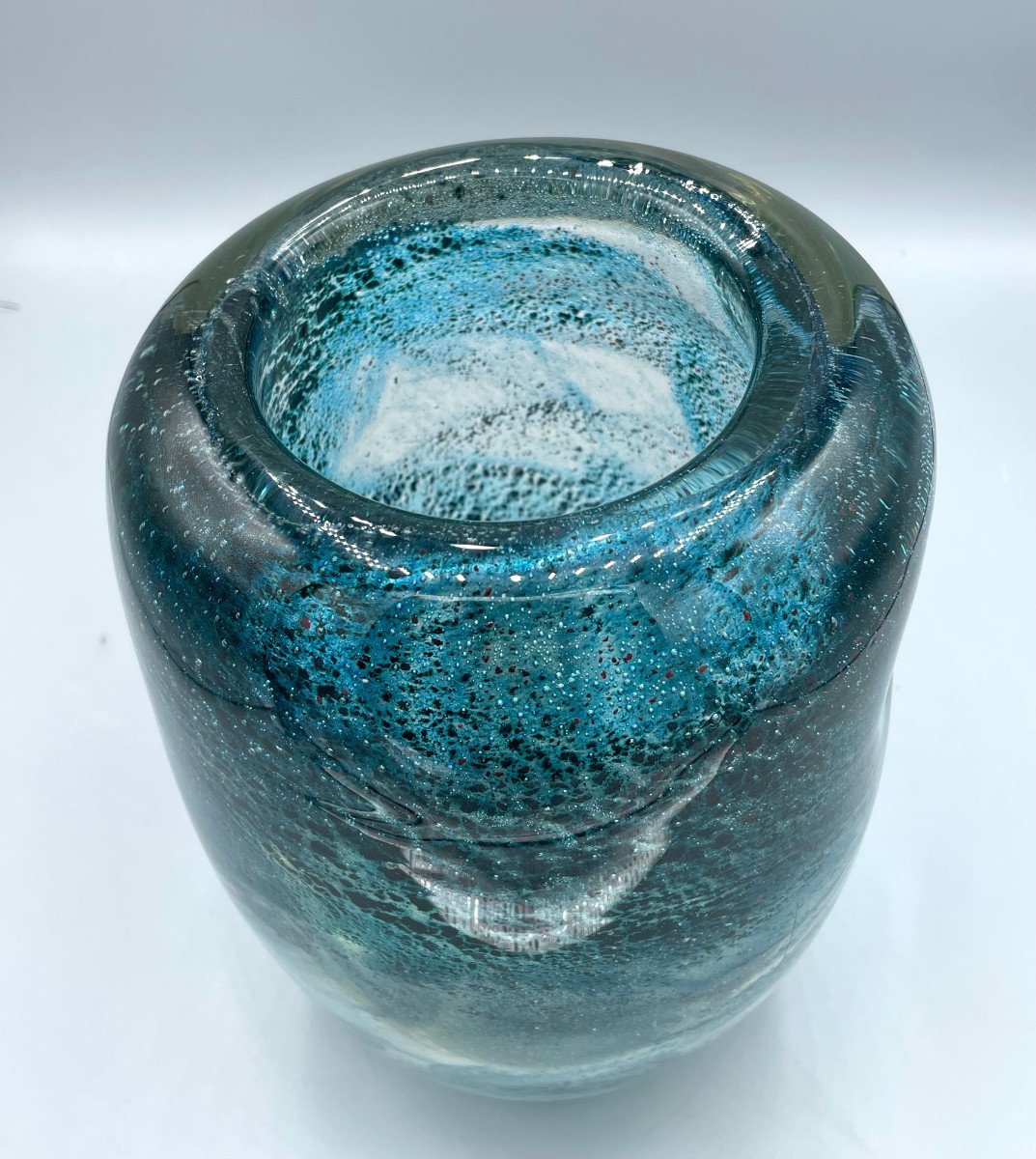 Imposant Vase En Verre Aux Oxydes Métalliques André Thuret 1950 Art Déco-photo-1