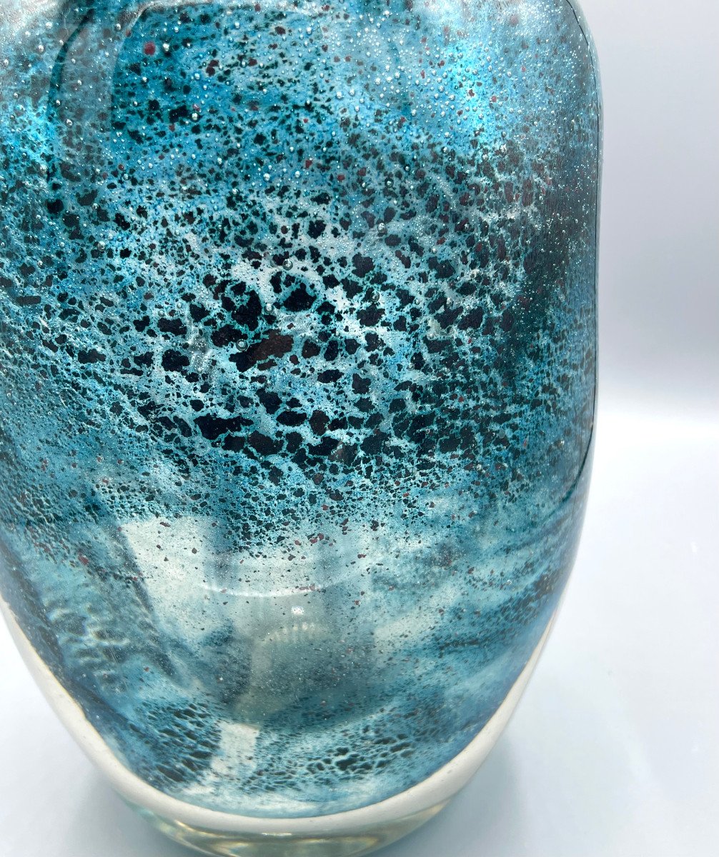 Imposant Vase En Verre Aux Oxydes Métalliques André Thuret 1950 Art Déco-photo-2