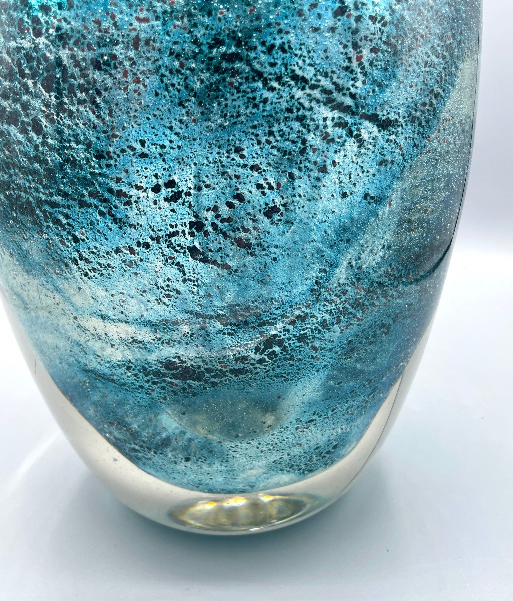 Imposant Vase En Verre Aux Oxydes Métalliques André Thuret 1950 Art Déco-photo-4