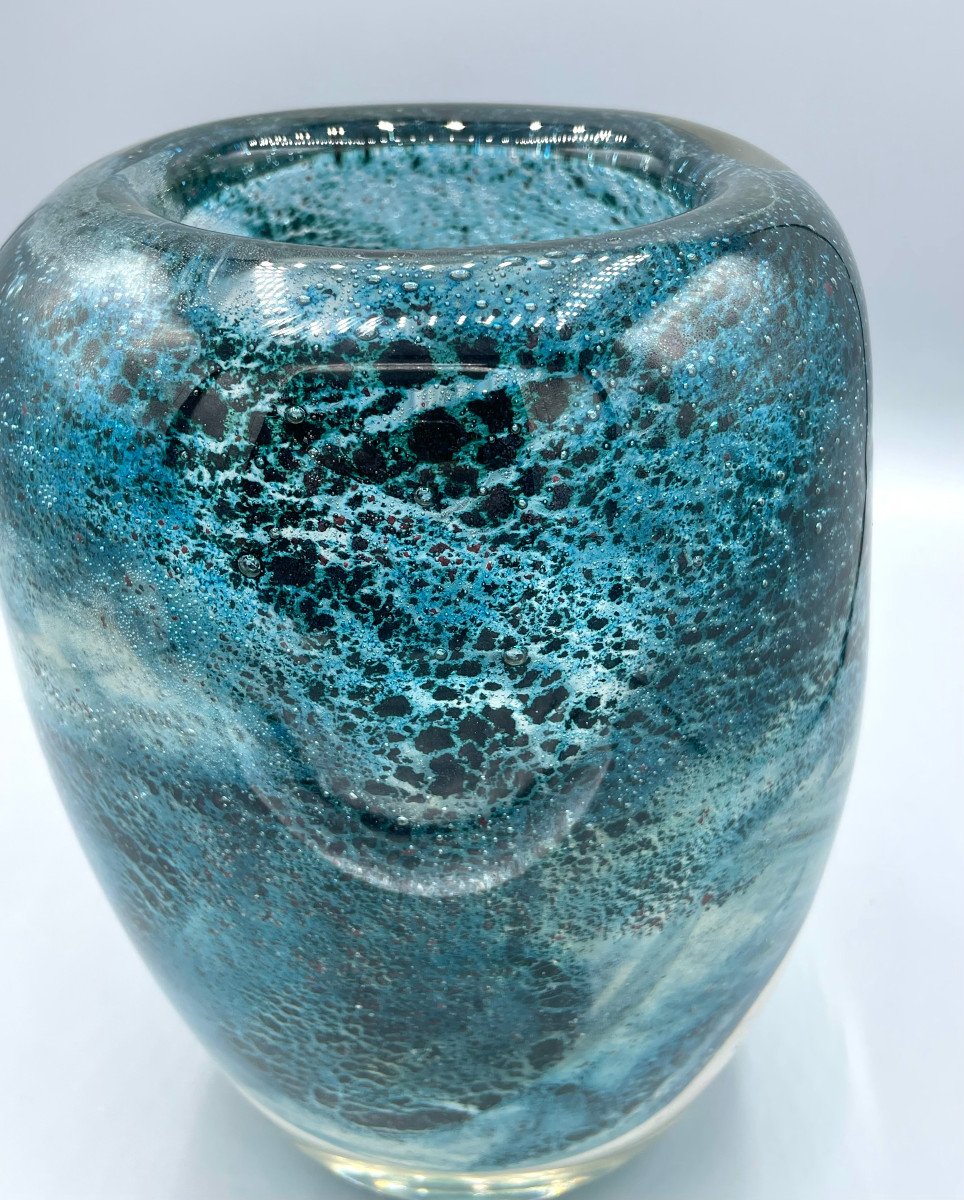 Imposant Vase En Verre Aux Oxydes Métalliques André Thuret 1950 Art Déco-photo-5