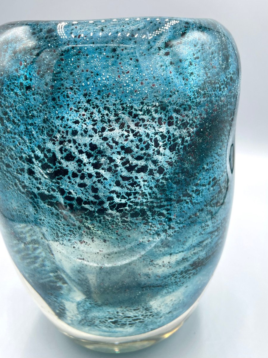 Imposant Vase En Verre Aux Oxydes Métalliques André Thuret 1950 Art Déco-photo-6