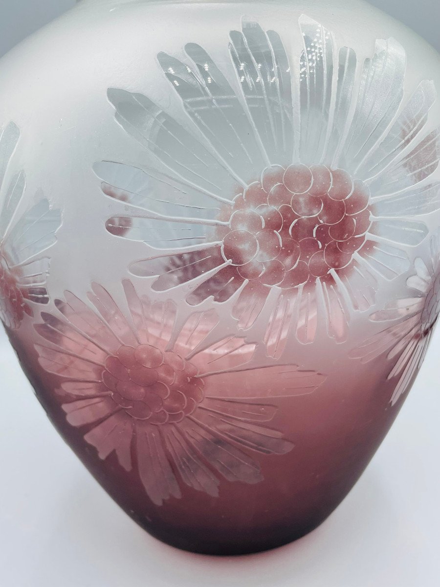 Imposant Vase Art Déco Schneider - Le Verre Français Vers 1930-photo-3