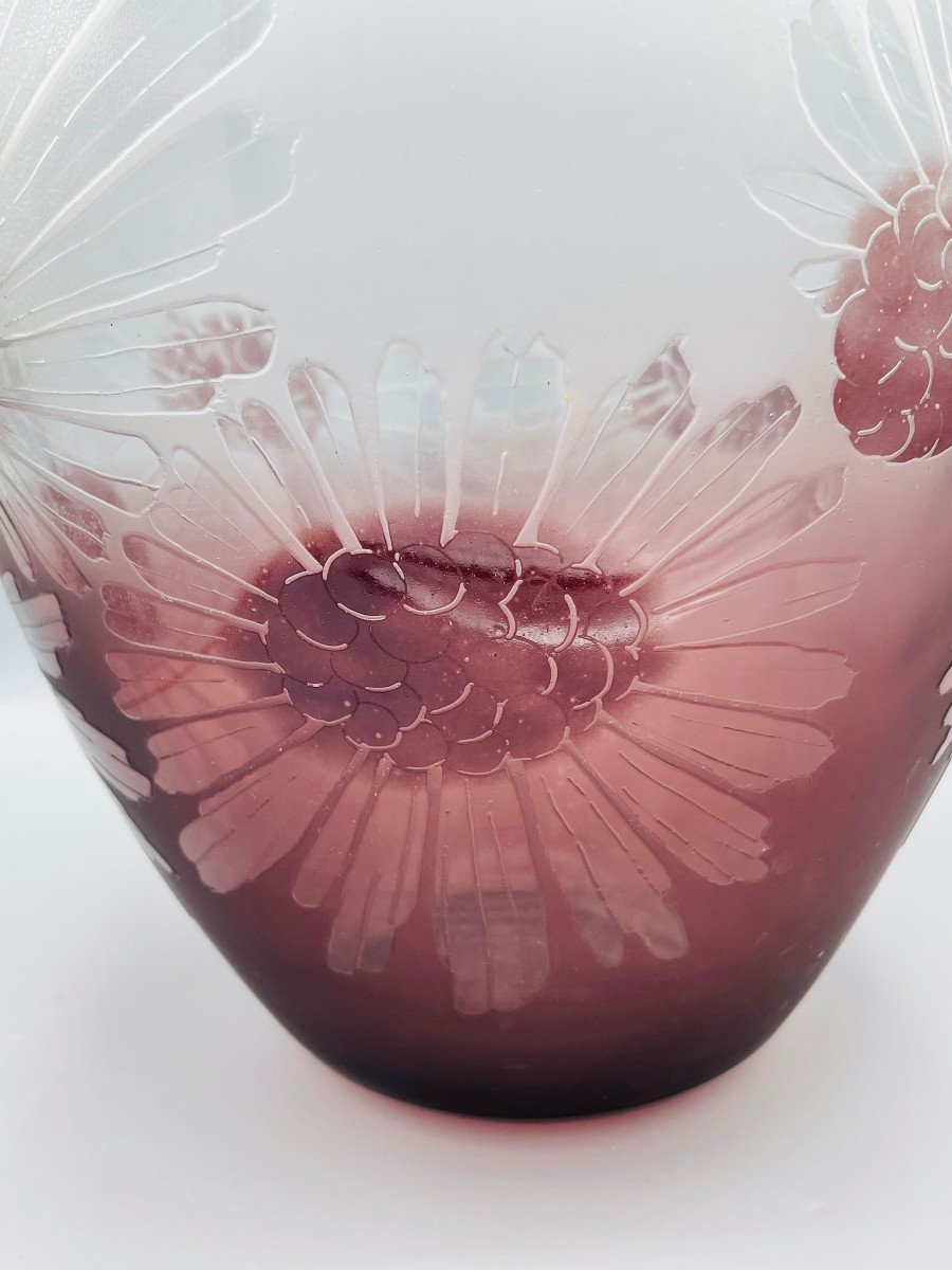 Imposant Vase Art Déco Schneider - Le Verre Français Vers 1930-photo-5