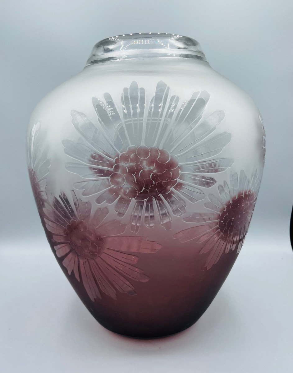 Imposant Vase Art Déco Schneider - Le Verre Français Vers 1930