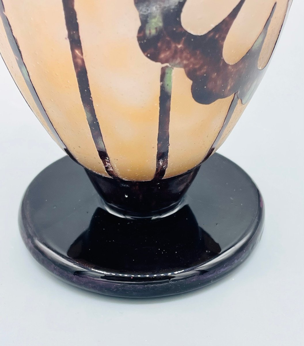 Vase Art Déco Schneider - Le Verre Français "Hélianthus" Vers 1930-photo-6