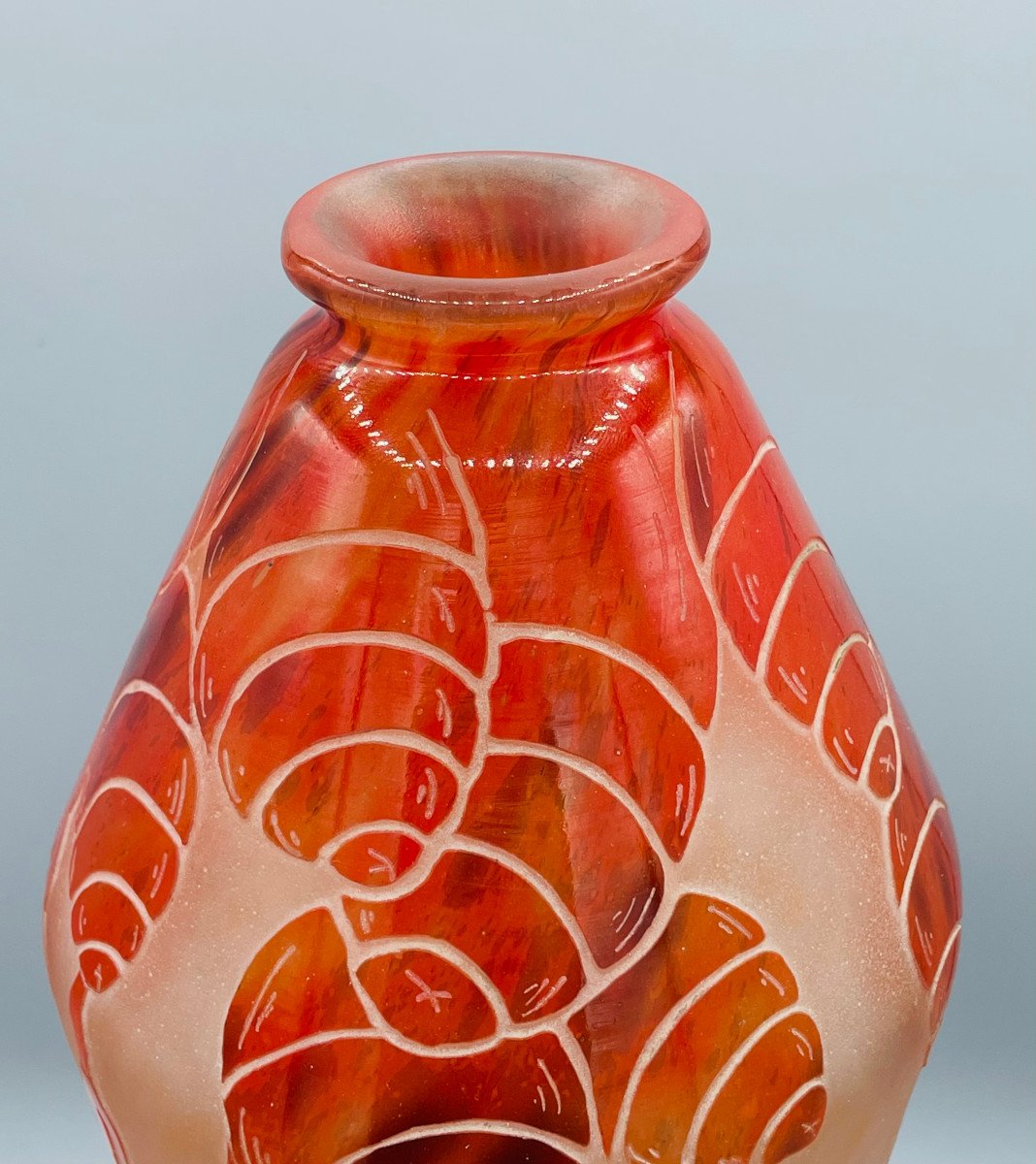 Grand Vase Art Déco Schneider - Le Verre Français "Cèdres" Vers 1930-photo-3