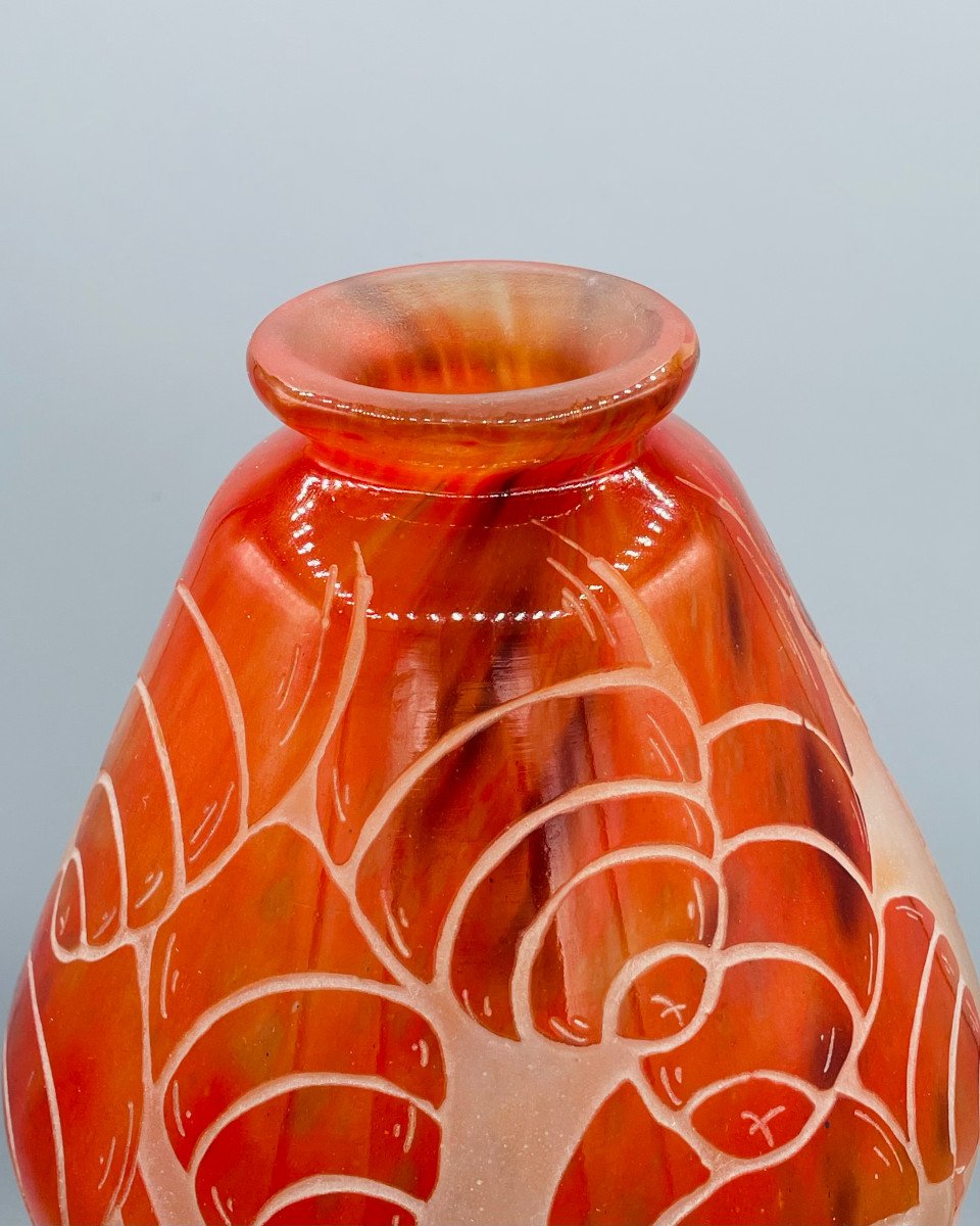 Grand Vase Art Déco Schneider - Le Verre Français "Cèdres" Vers 1930-photo-3