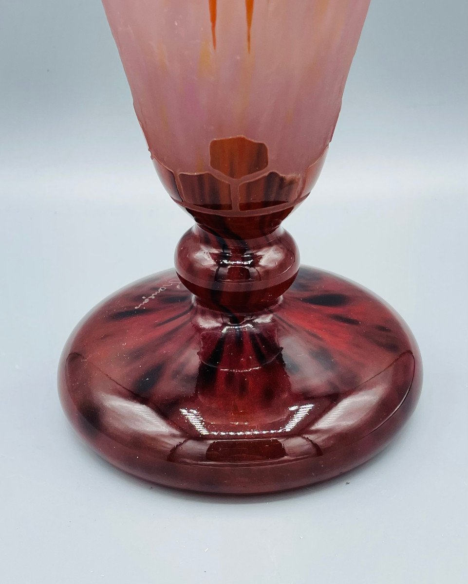 Grand Vase Art Déco Schneider - Le Verre Français "Cèdres" Vers 1930-photo-5