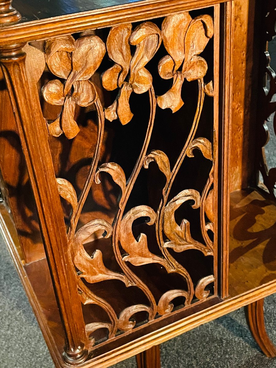 Bibliothèque Tournante Art Nouveau En Marqueterie Emile Gallé Nancy-photo-6