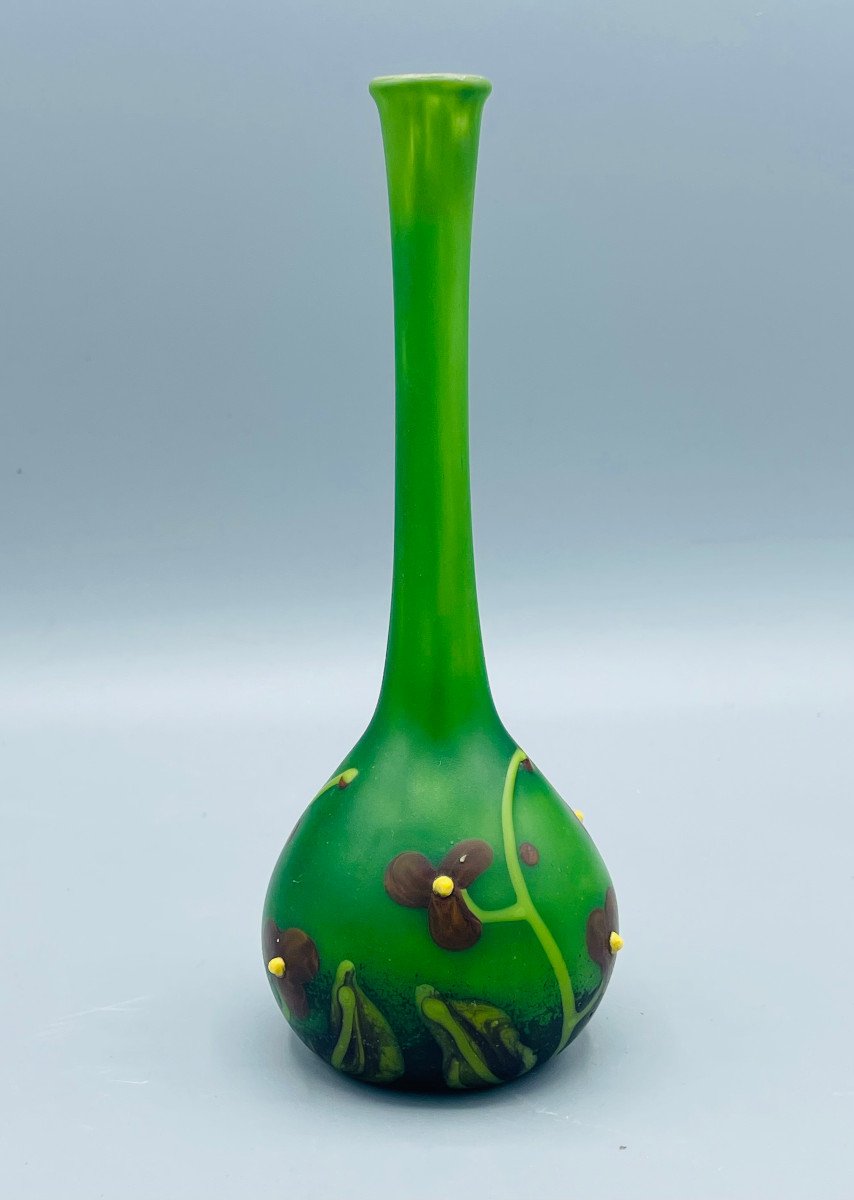 Vase Bijou Art Déco En Verre Travail Au Chalumeau Charles Schneider -photo-3