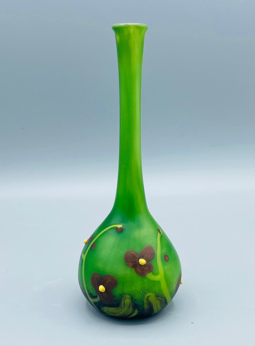 Vase Bijou Art Déco En Verre Travail Au Chalumeau Charles Schneider 