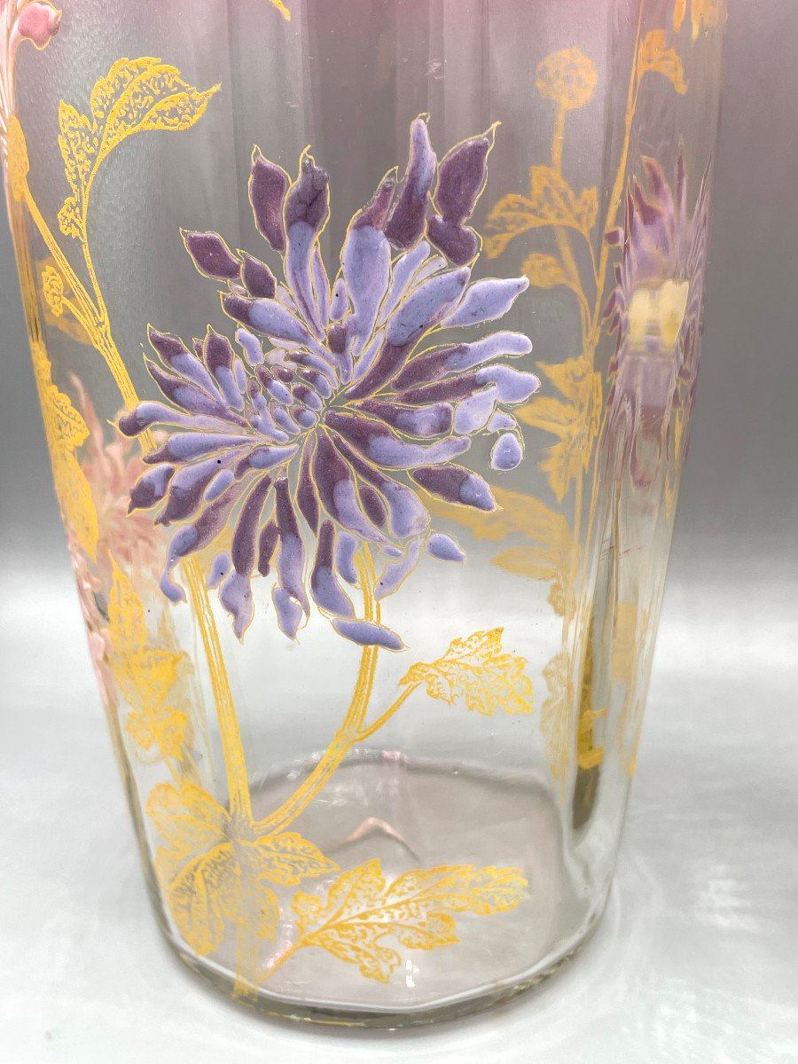 Grande Paire De Vases Emaillés Art Nouveau Legras Modèle Tokyo - Olga-photo-4