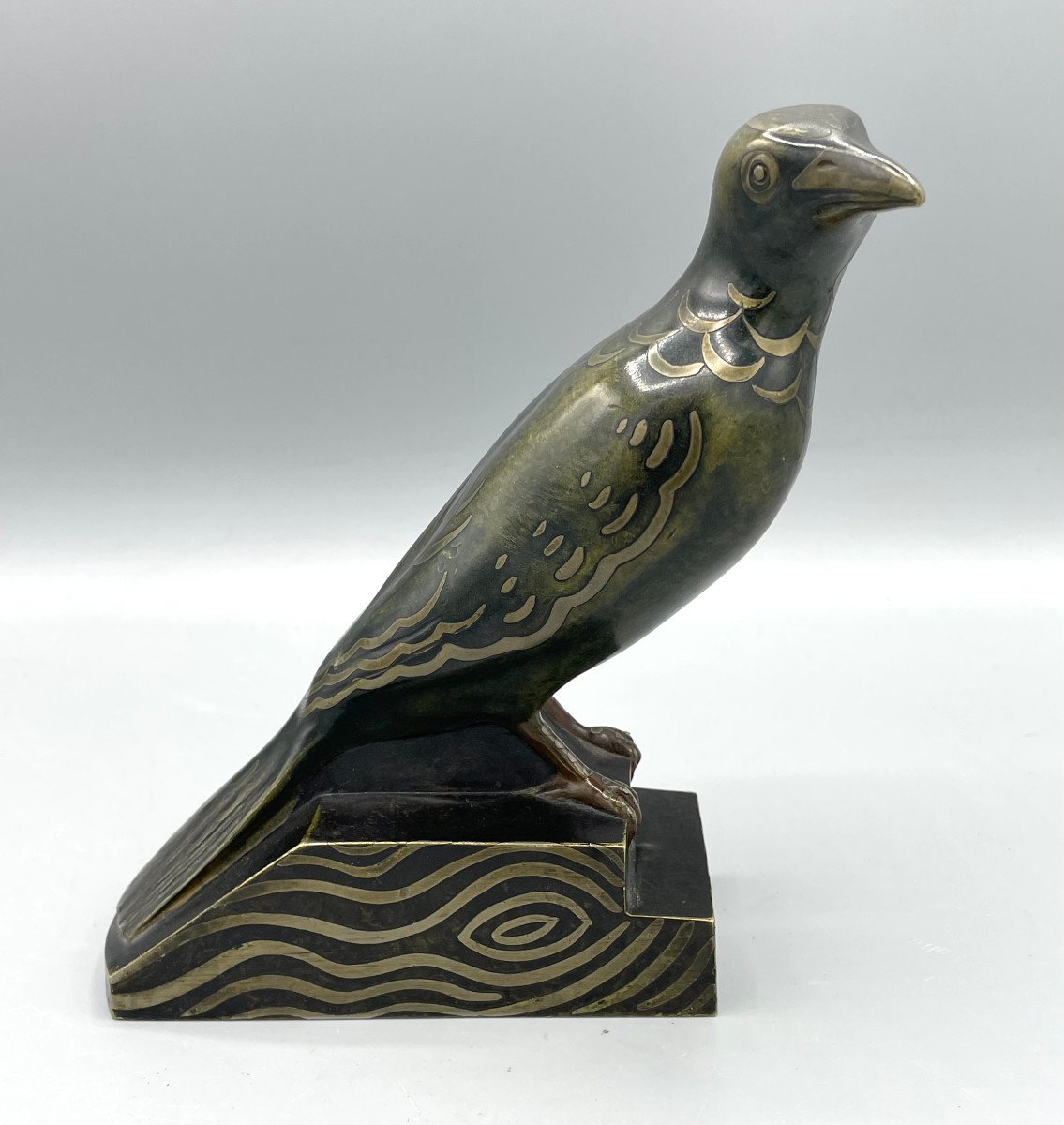 Sculpture Art Déco Oiseau En Bronze Signé Luce Vers 1930