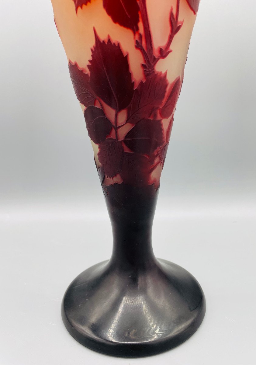 Grand Vase Art Nouveau Aux Roses Sauvages Emile Gallé Nancy 1900-photo-4