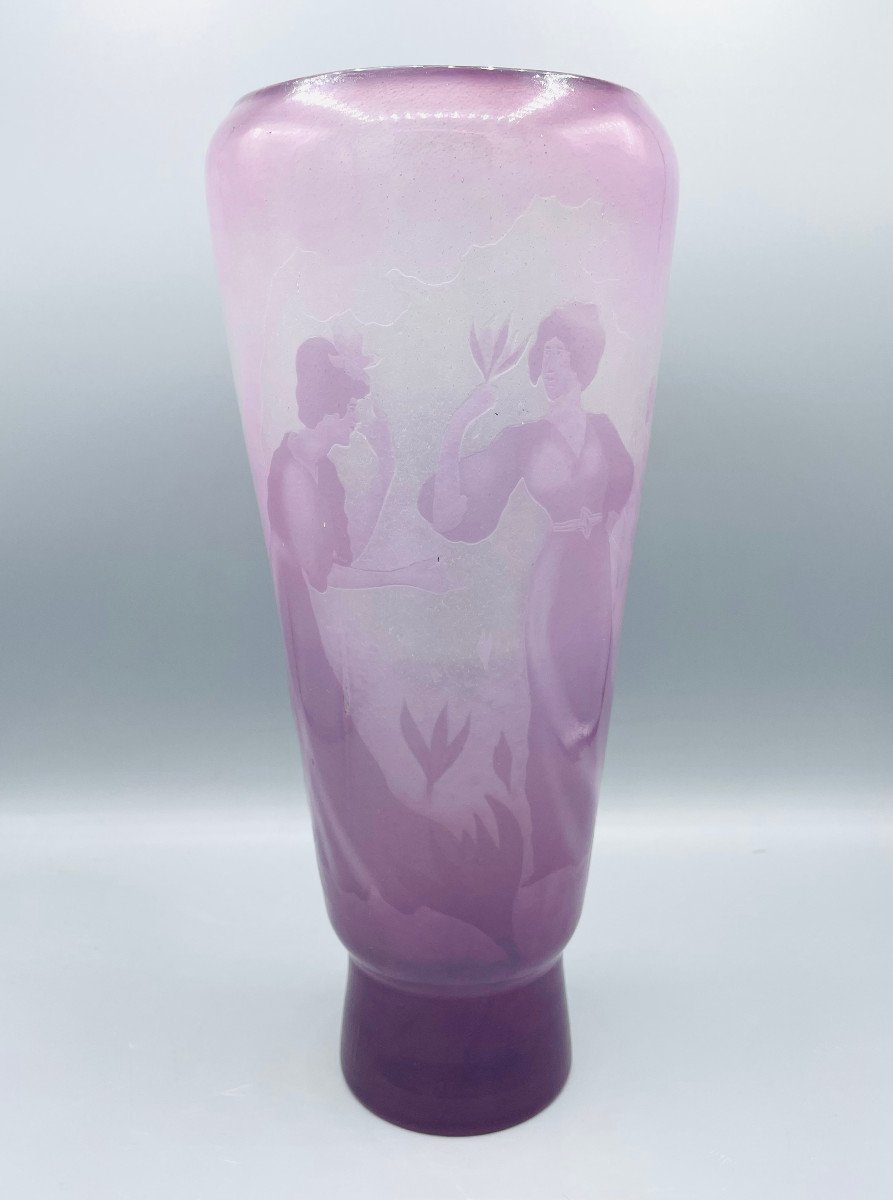 Rare Vase Art Nouveau "Femmes aux Colchiques" Emile Gallé Nancy 1900-photo-2