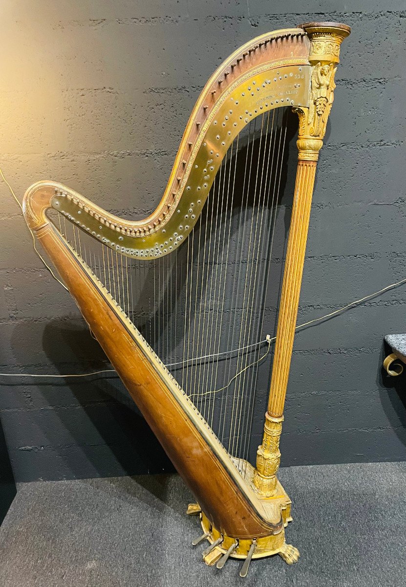 Harpe En Bois Doré Epoque Empire Etienne Challiot Paris Début XIXe-photo-2