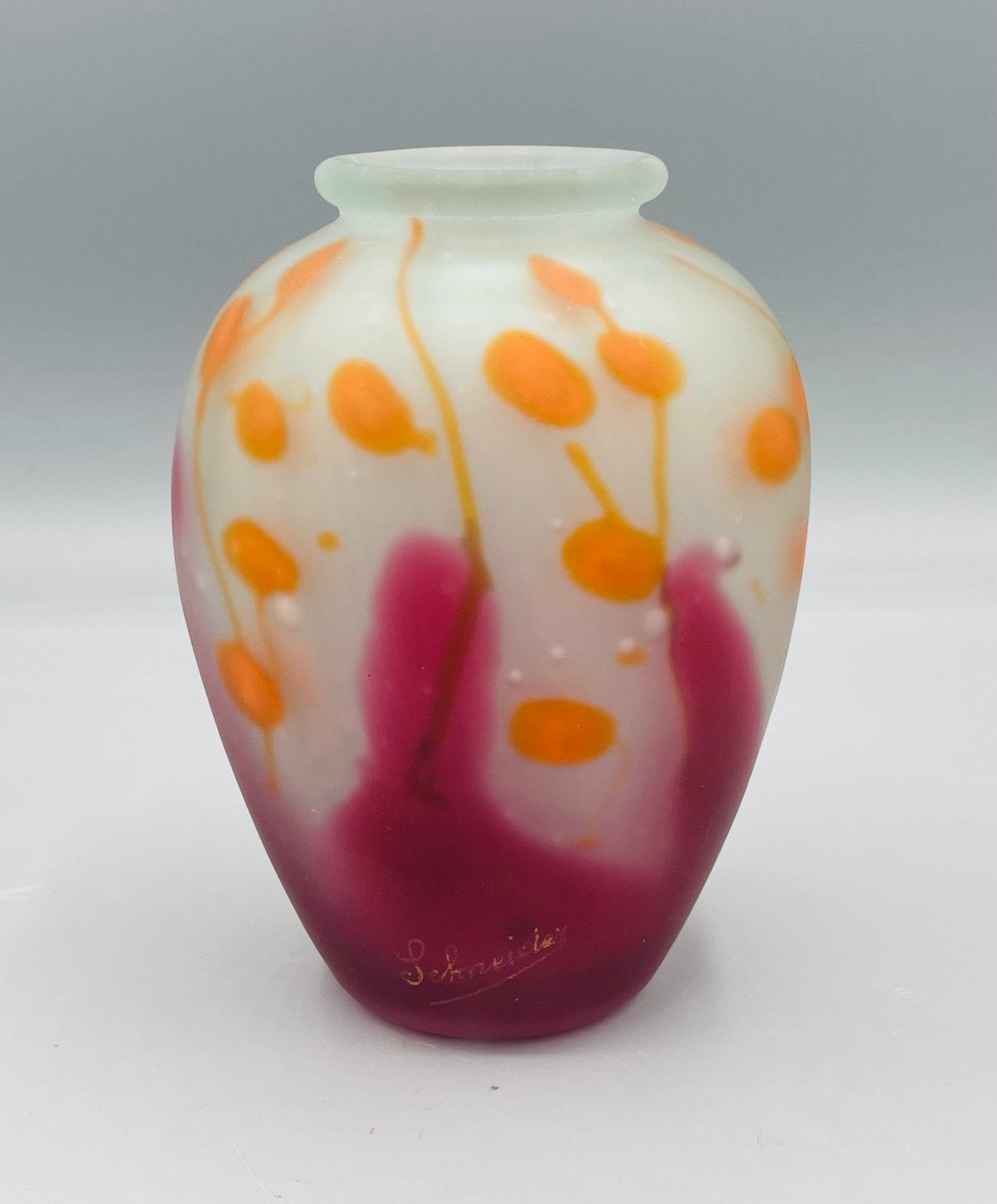 Rare Vase Art Déco Aux Intercalaires Charles Schneider 1920